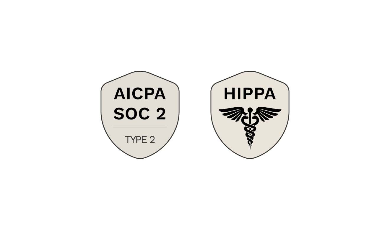 SOC 2 and HIPAA compliance badges